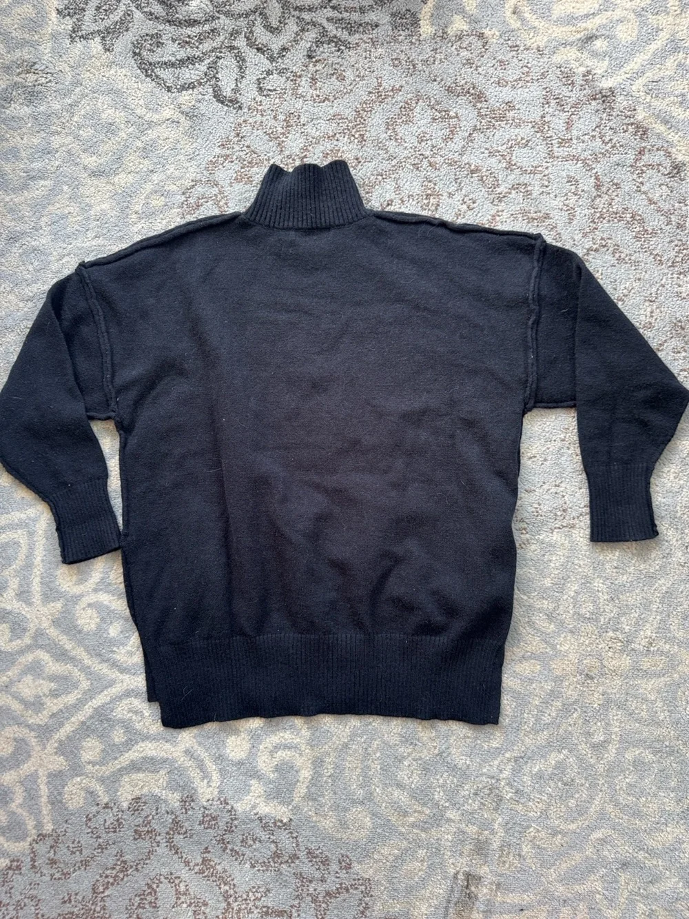 Commense Knit Turtleneck Side Slit Sweater Black Small